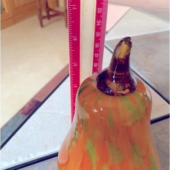PIER 1 IMPORTS. Green/Orange Glass Pear - Picture 3 of 4
